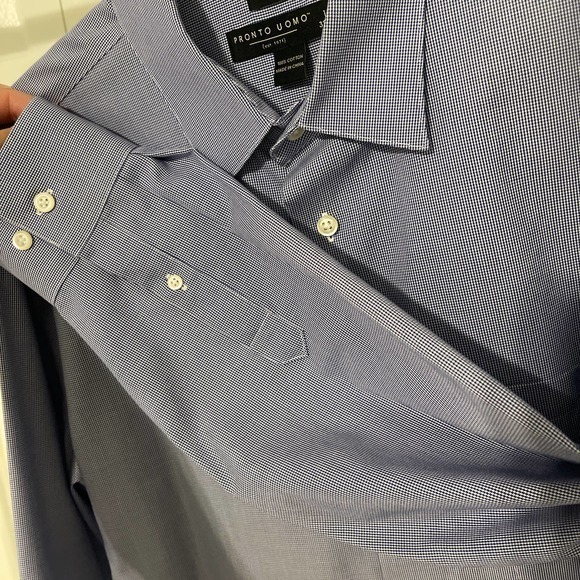 Pronto Uomo Men’s long sleeve button up dress shirt 17 32/33 - Picture 3 of 5